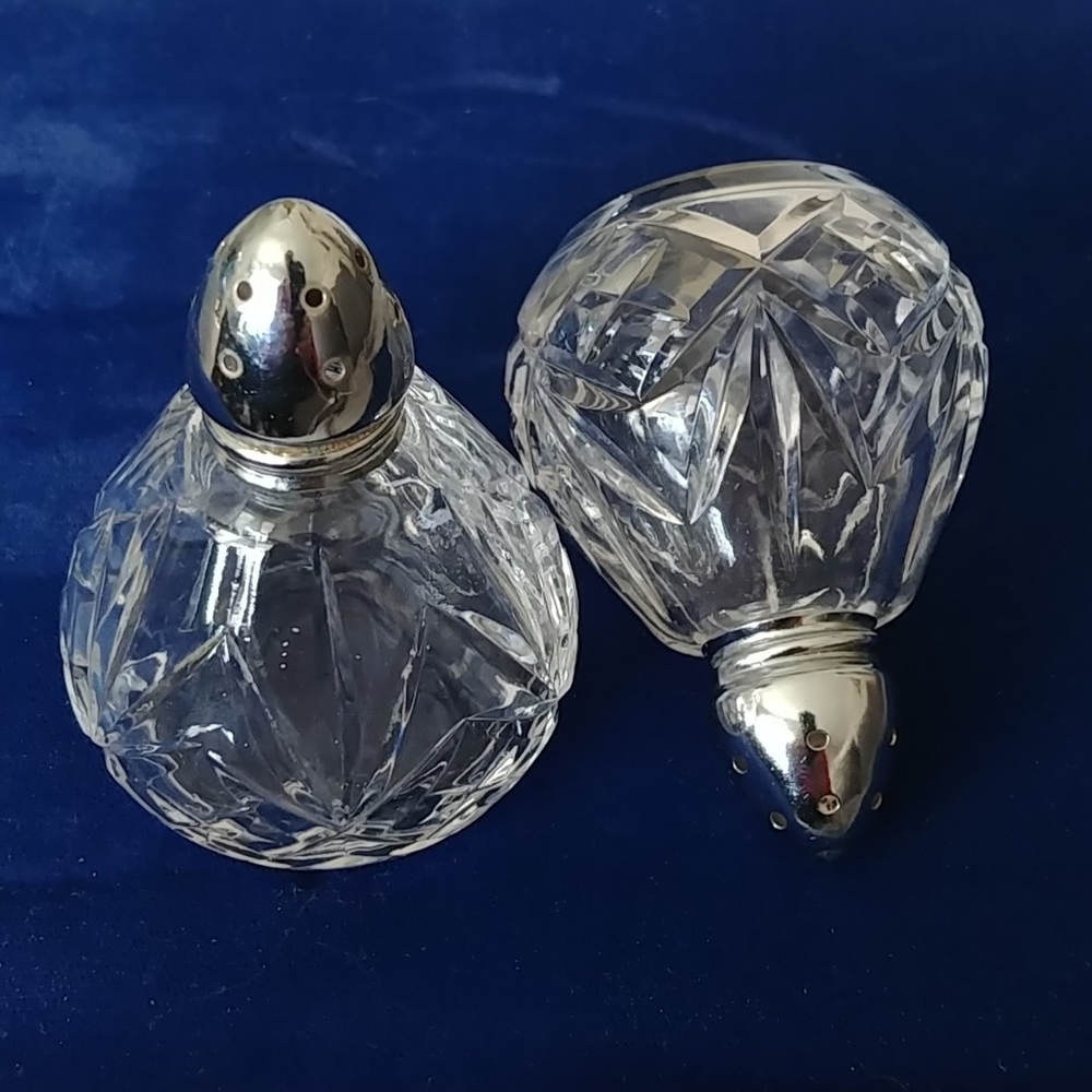 Vintage salt and pepper cut glass set.